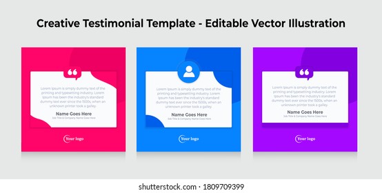 Creative Testimonial Templates - Editable Vector Illustration