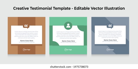 Creative Testimonial Templates - Editable Vector Illustration