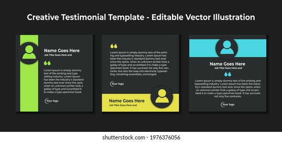 Creative Testimonial Templates - Editable Vector Illustration