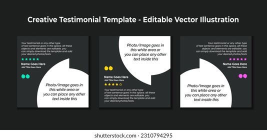 Creative Testimonial Templates - Editable Vector Illustration