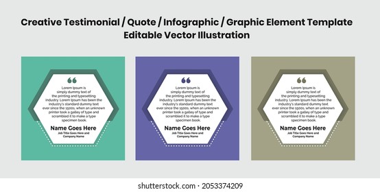 Creative Testimonial Templates, Creative quote Templates - Editable Vector Illustration