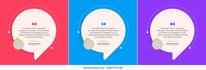 Creative Testimonial, What our Clients Say, Quote , Review, Feedback, Infographic Template, Label, Editable Vector Illustration