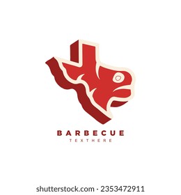 Creative Texas steak barbeque logo design vector for cafe or restaurant