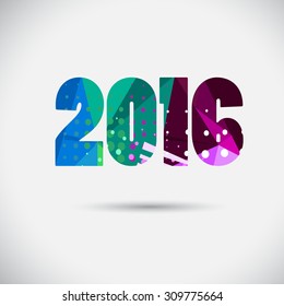 Creative text 2016 in flat design. Vector
