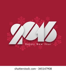 Creative text 2016 on snowflakes decorated background for Happy New Year celebration.