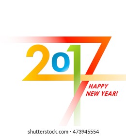 Creative text 2017 with different color strips. New year graphic design creative card. Vector illustration