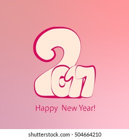 Creative text 2017. Happy New Year. Pink design