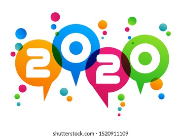 Creative text 2020 with balloon