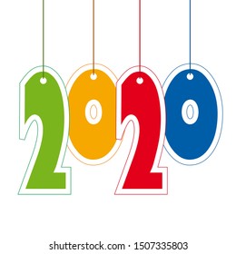 Creative text 2020 of cardboard hanging