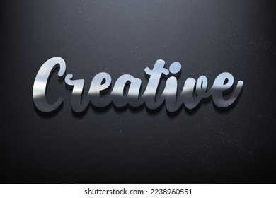 Creative Text 3D Logo Design, Shiny Mockup Logo with Textured Wall. Realistic Vector