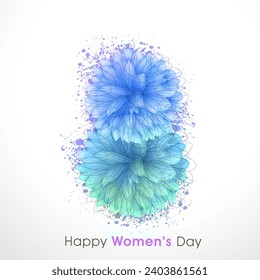 Creative Text 8 March Made By Beautiful Blue Flowers for Happy Women's Day Celebration Concept.
