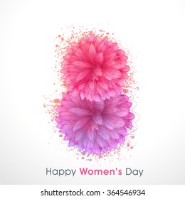 Creative text 8 March, made by beautiful flowers for Happy Women's Day celebration.