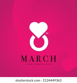 Creative text 8th March, Women's Day on seamless pink background, can be used as greeting or invitation card design. vector illustration.