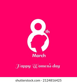 Creative text 8th March, Women's Day on seamless pink background, can be used as greeting or invitation card design. vector illustration.