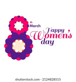 Creative Text 8th March, Women's Day On Seamless Pink Background, Can Be Used As Greeting Or Invitation Card Design. Vector Illustration.