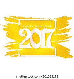 Kreatives Textdesign 2017 auf abstraktem Hintergrund mit Pinselstrich. Elegante Grußkarte für die Feier zum neuen Jahr.