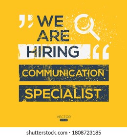 creative text Design (Communication Specialist),written in English language, vector illustration.