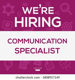 creative text Design (Communication Specialist),written in English language, vector illustration.