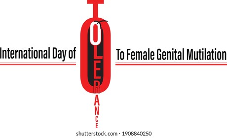 idea de diseño de texto creativo para el Día Internacional de Tolerancia Cero a la Mutilación Genital Femenina 6 de febrero.