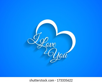creative text design of I Love You on blue color background.