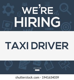 texto creativo Diseño (estamos contratando a Taxista), escrito en inglés, ilustración vectorial.