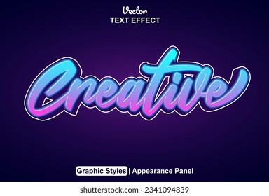 creative text effect with blue color graphic style and editable.