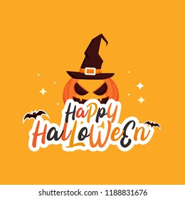Creative text of Happy Halloween or Hand Lettering vector on scary background
