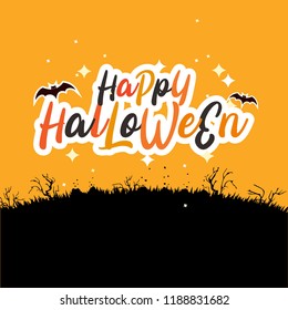 Creative text of Happy Halloween or Hand Lettering vector on scary background