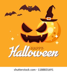 Creative text of Happy Halloween or Hand Lettering vector on scary background