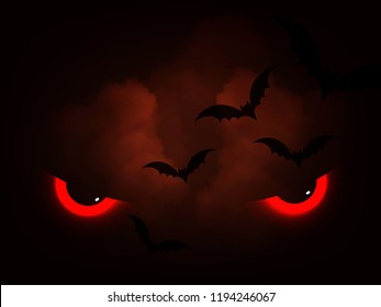 Creative text of Happy Halloween or Hand Lettering vector on scary background with hanging spiders and web