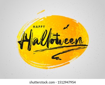 Creative text Happy Halloween on yellow grunge background can be used as banner or poster design.