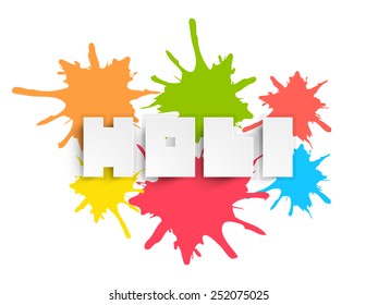 El Holi de texto creativo sobre el fondo de salpicadura de color, se puede usar como diseño de afiches o banners.