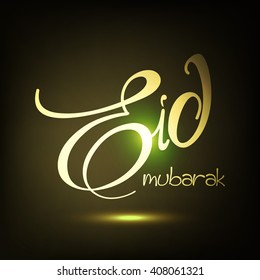 Creative text of Id Mubarak on shiny background for Muslim's Community Festival Id .