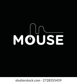 Diseño creativo del logotipo del ratón del texto, símbolo gráfico del ratón de la tipografía