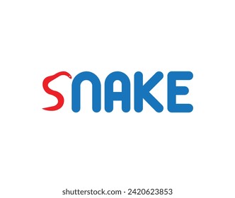 Creative Text Silhouette of Snake Simple Vector Design.