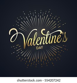 Creative Text Valentine's Day on abstract background. Elegant greeting card design.