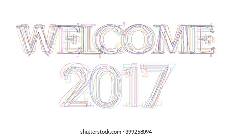 Creative text welcome 2017 in linear design