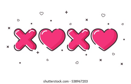 Creative Text Xoxo with hearts, Elegant greeting card design for Happy Valentine's Day celebration.