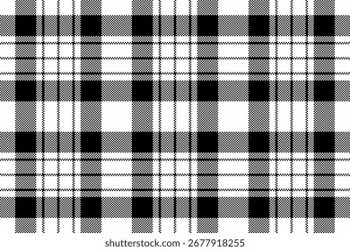 Fondo de patrón de Vector de año nuevo a cuadros textiles creativos sin costuras. Tejido de textura de tartán de tela a cuadros en paleta de colores blanco y negro.
