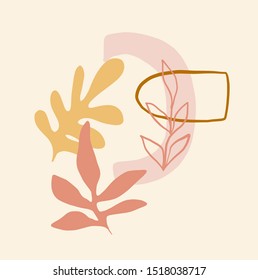 Creative texture with abstract brush strokes, freehand bright colors geometric elements, shapes. Aesthetic contemporary collage. Trendy set design
