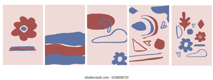 Creative texture with abstract brush strokes, freehand bright colors geometric elements, shapes. Aesthetic contemporary collage. Trendy set design
