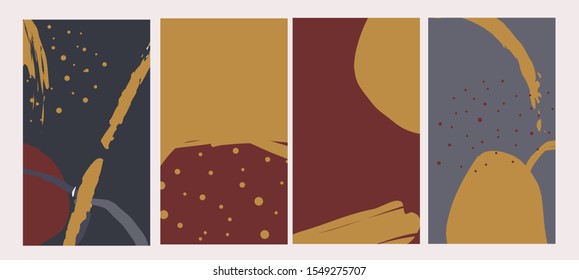 Creative texture with abstract brush strokes, freehand bright colors geometric elements, shapes. Aesthetic contemporary collage. Trendy set design for social media content
