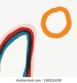 Creative texture with abstract brush strokes, freehand bright colors geometric elements, shapes. Aesthetic contemporary collage. 
