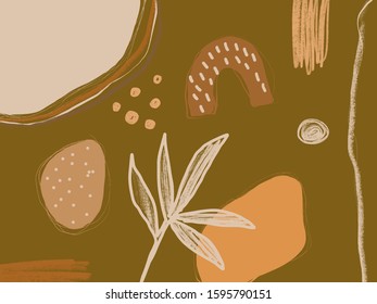 Creative texture with abstract brush strokes, freehand bright colors geometric elements, shapes. Aesthetic contemporary collage. Trendy set design
