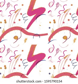 Creative texture with abstract brush strokes, freehand bright colors geometric elements, shapes. Aesthetic contemporary collage. Trendy set design
