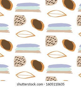 Creative texture with abstract brush strokes, freehand bright colors geometric elements, shapes. Aesthetic contemporary collage. Trendy set design
