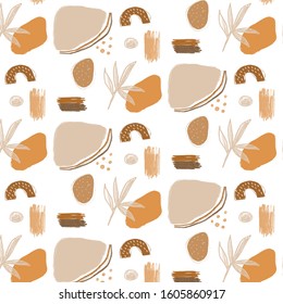 Creative texture with abstract brush strokes, freehand bright colors geometric elements, shapes. Aesthetic contemporary collage. Trendy set design
