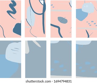 Creative texture with abstract brush strokes, freehand bright colors geometric elements, shapes. Aesthetic contemporary collage. Trendy set design
