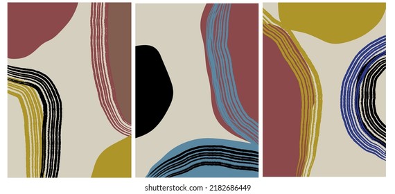 Creative texture with abstract brush strokes, freehand bright colors geometric elements, shapes. Aesthetic contemporary collage. Trendy set design
