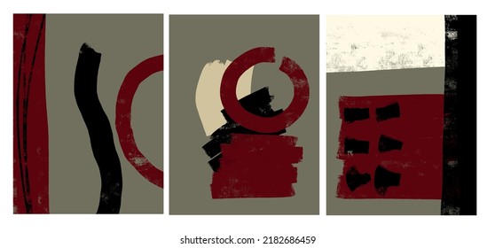 Creative texture with abstract brush strokes, freehand bright colors geometric elements, shapes. Aesthetic contemporary collage. Trendy set design
